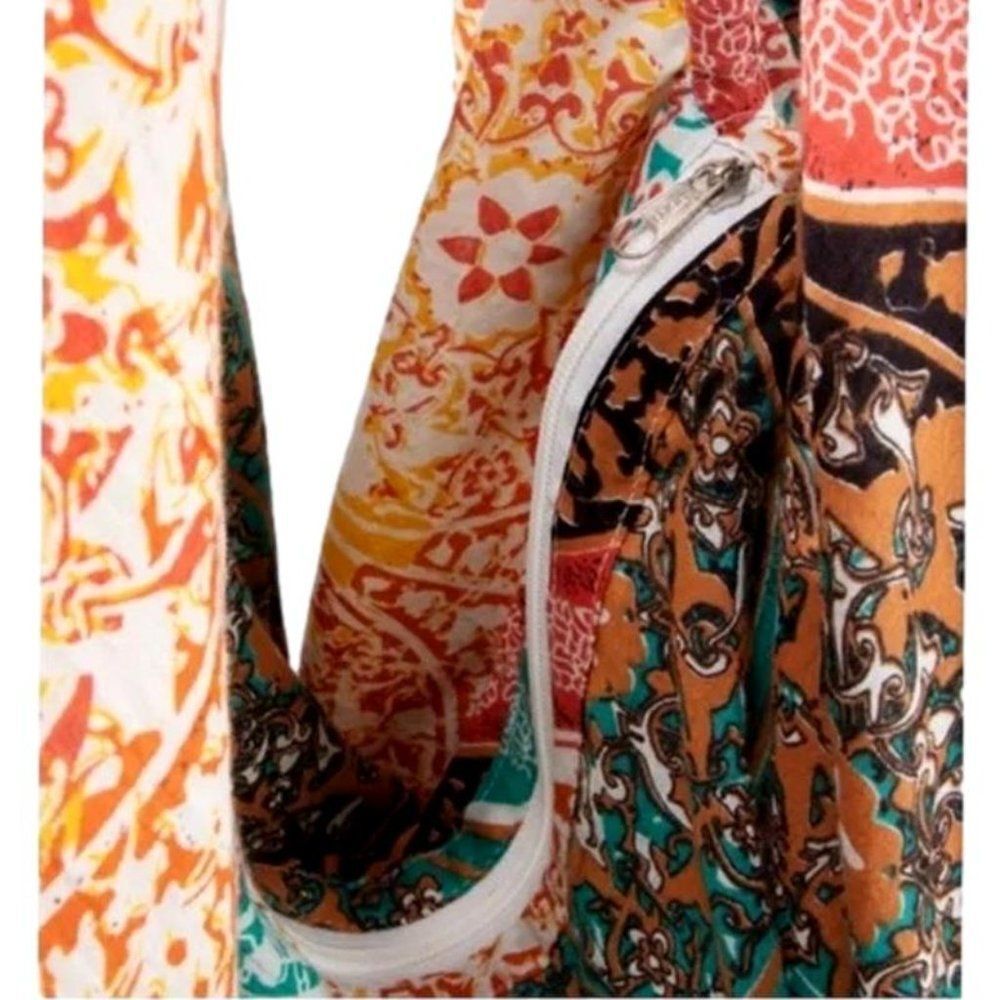 Handcrafted Bohemian Crossbody Bag ~ 100% Cotton ~ Zipper Closure ~ NEW - Picture 3 of 10